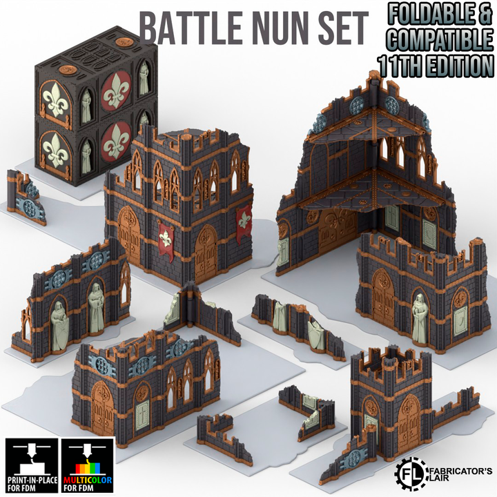 11th edition Battle Nuns ruined terrain set