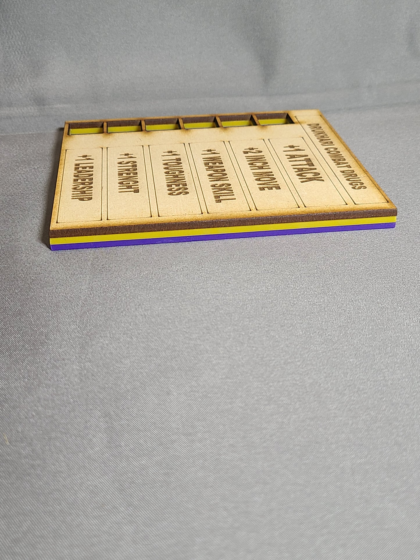 Laser Cut Wood or Acrylic Combat Drug Tracker for 16MM Dice