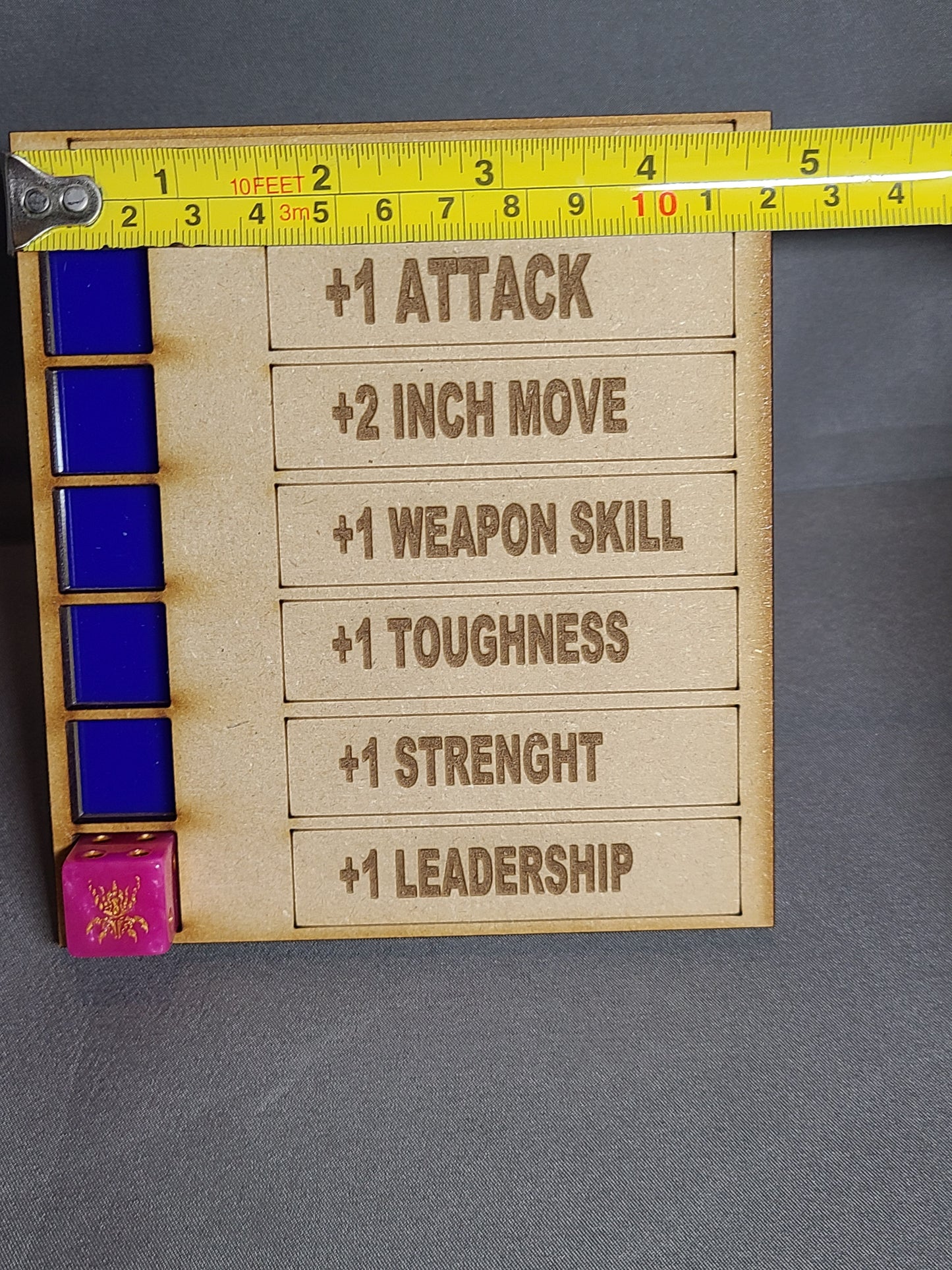 Laser Cut Wood or Acrylic Combat Drug Tracker for 16MM Dice