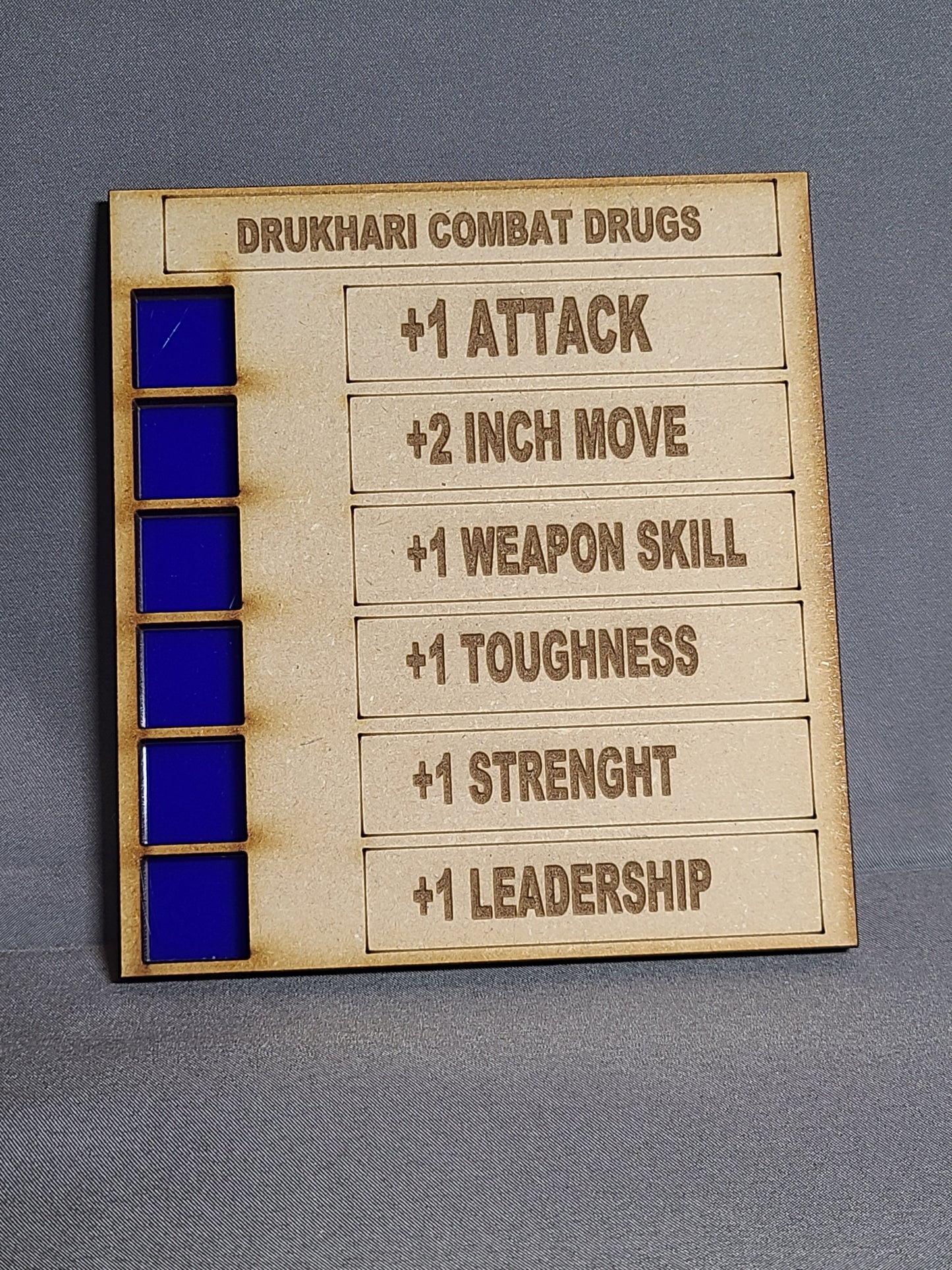Laser Cut Wood or Acrylic Combat Drug Tracker for 16MM Dice